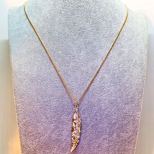 Rhinestone Feather Necklace